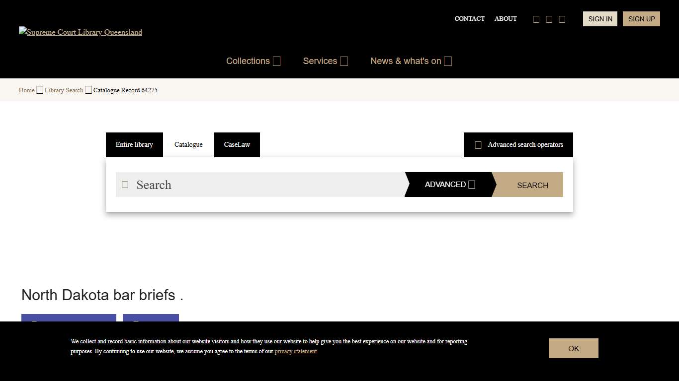 North Dakota bar briefs . Supreme Court Library Queensland