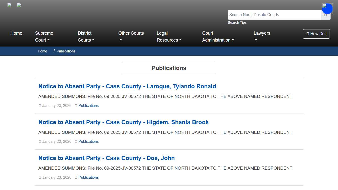 North Dakota Court System - Publications